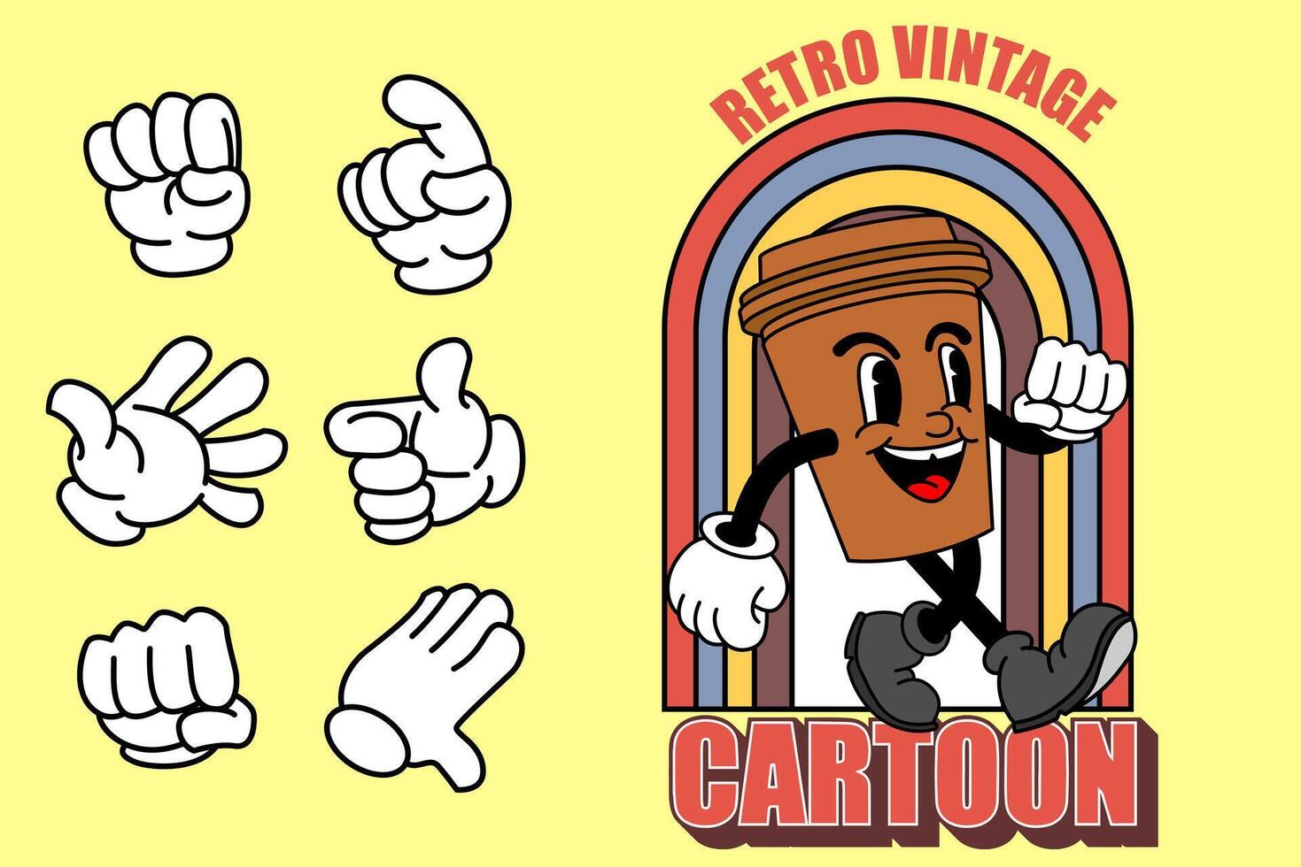 retro wijnoogst tekenfilm mascotte vector