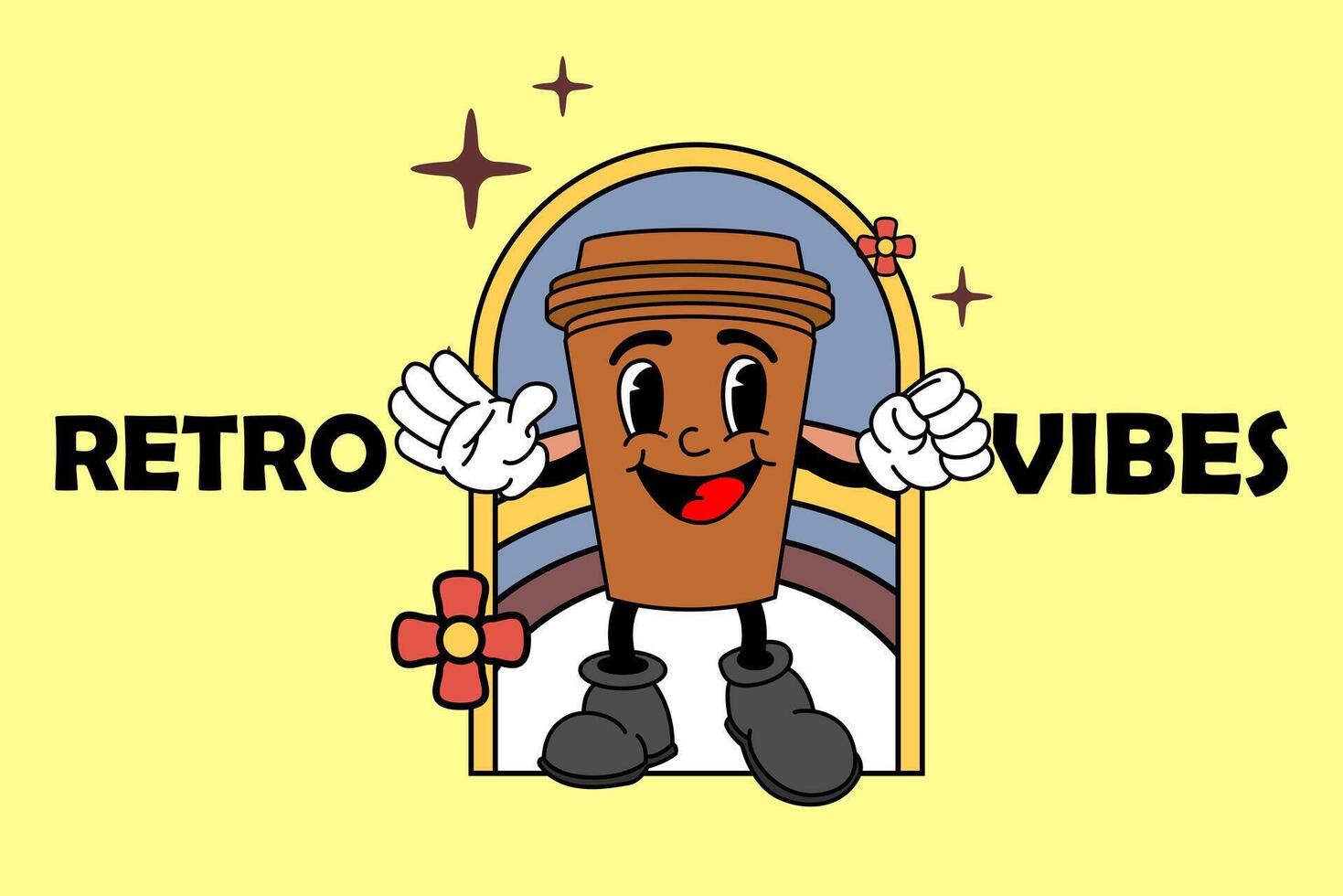 retro wijnoogst tekenfilm mascotte vector