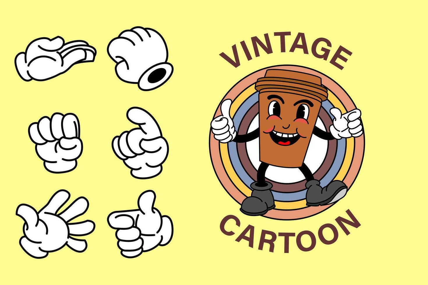 retro wijnoogst tekenfilm mascotte vector