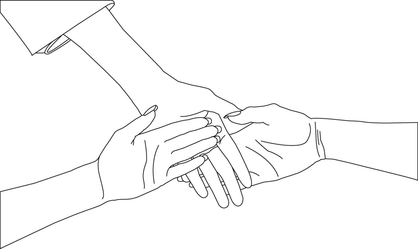 een lijn tekening hand- Holding Aan wit achtergrond vector