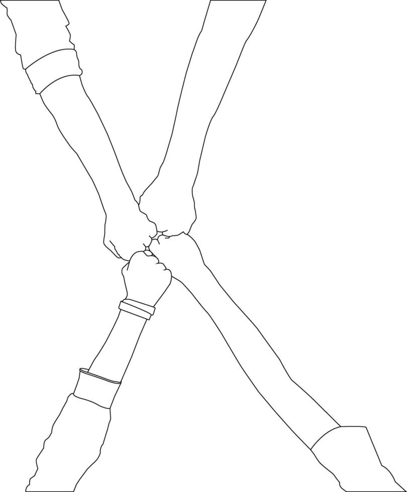 een lijn tekening hand- Holding Aan wit achtergrond vector