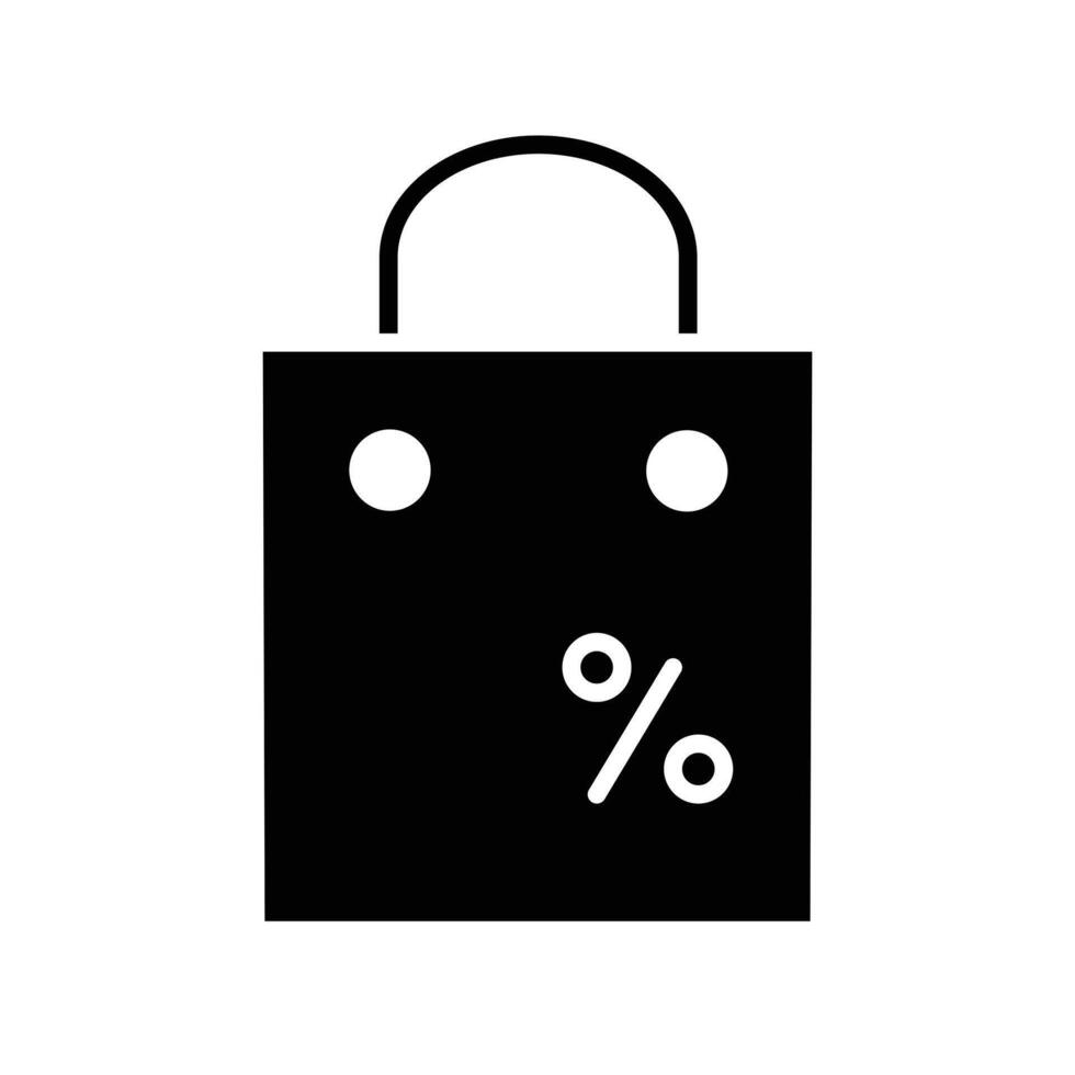 winkelen zak korting solide zwart icoon dun lijnen ontwerp mooi zo voor website en mobiel app vector