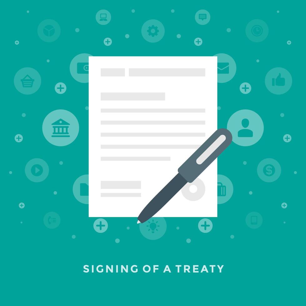 vlak ontwerp bedrijf illustratie concept ondertekening van een verdrag vector
