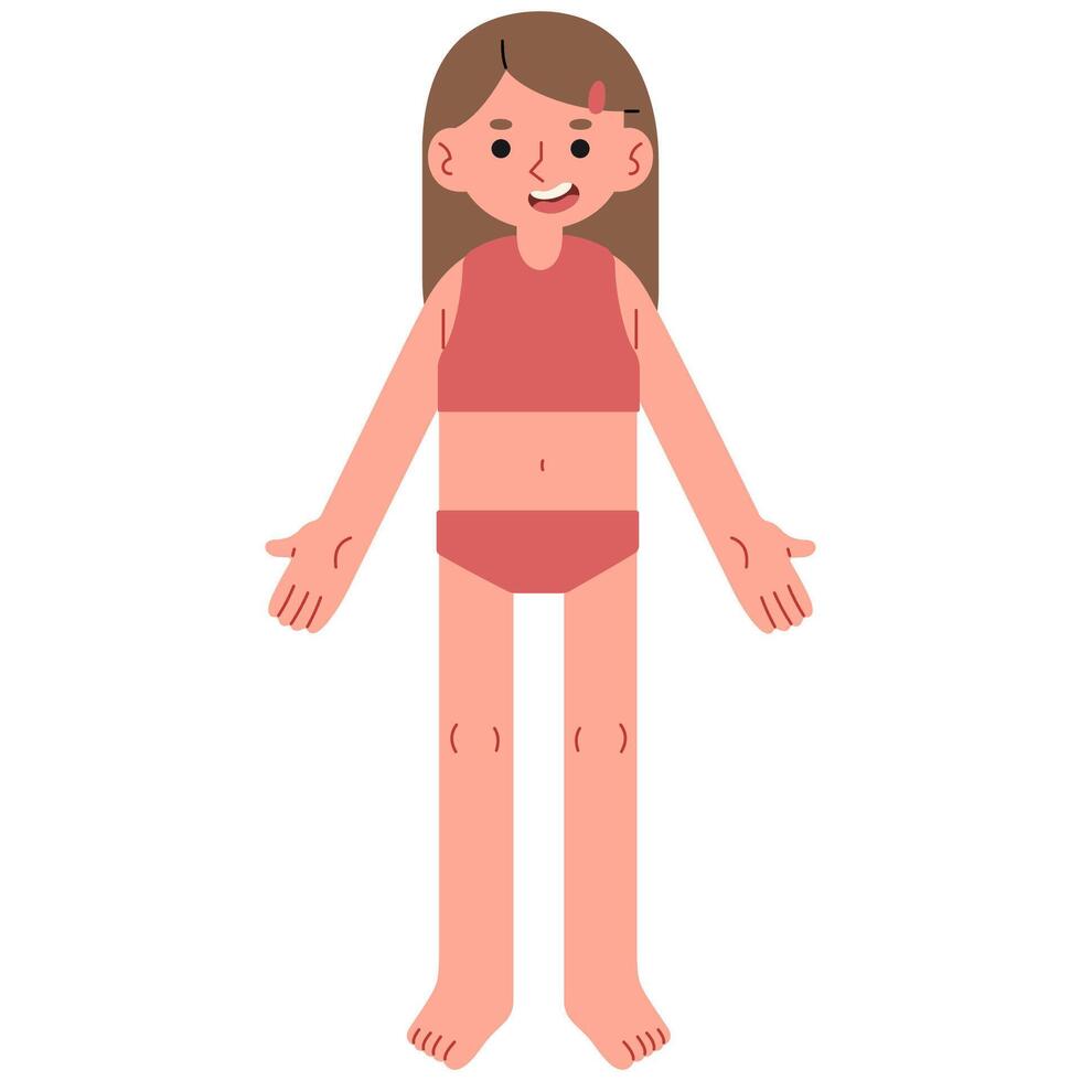 vrouw lichaam voorkant schattig Aan een wit achtergrond, illustratie. vector