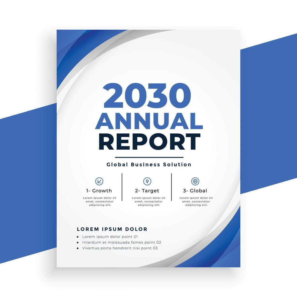 bedrijf jaar- verslag doen van brochure in wit en blauw thema vector