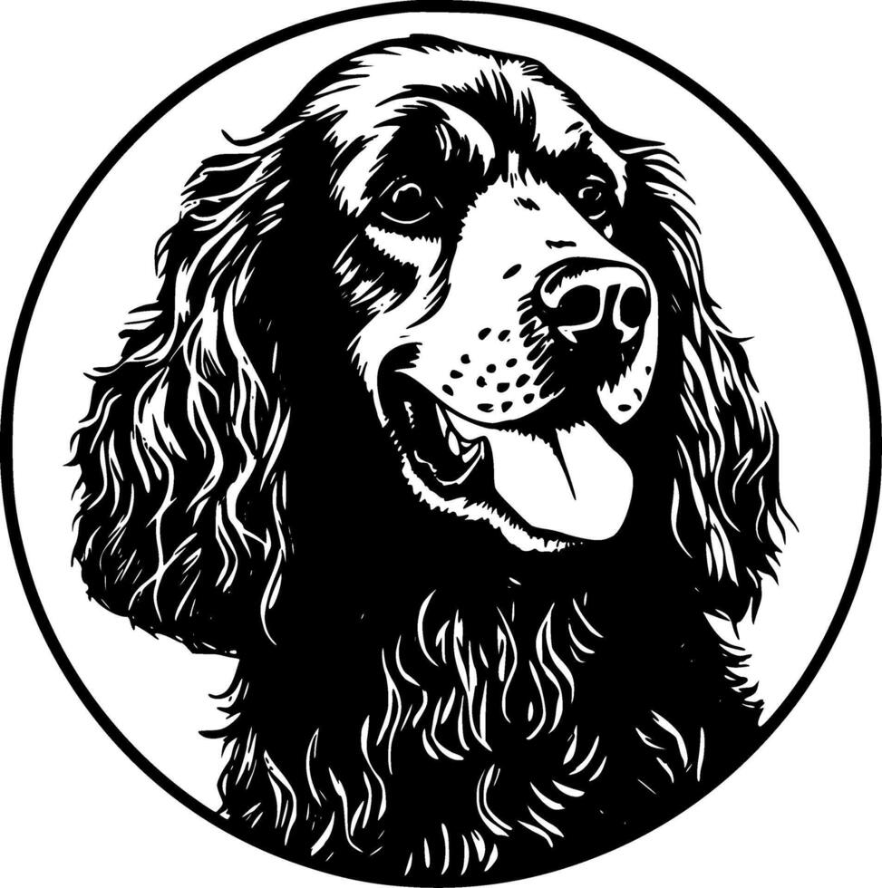 cocker spaniël, zwart en wit illustratie vector