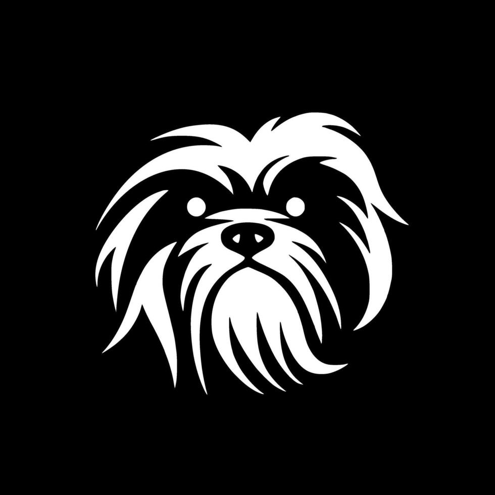 shih tzu - zwart en wit geïsoleerd icoon - illustratie vector