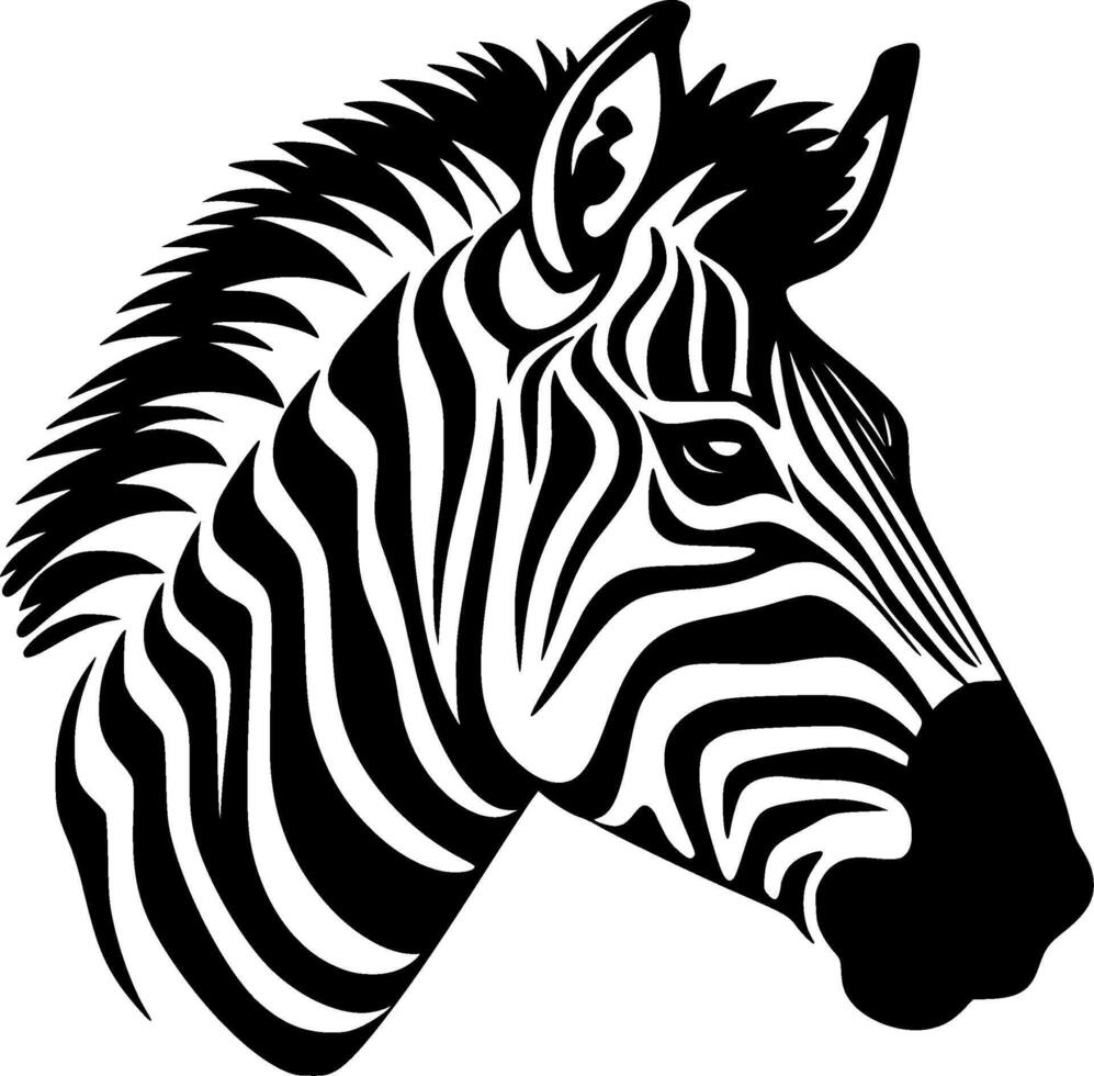 zebra - zwart en wit geïsoleerd icoon - illustratie vector