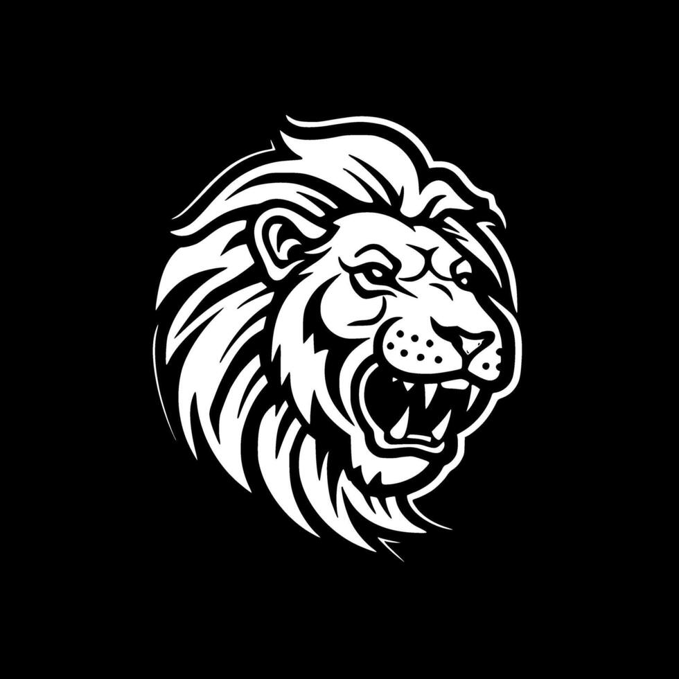 leeuw - zwart en wit geïsoleerd icoon - illustratie vector