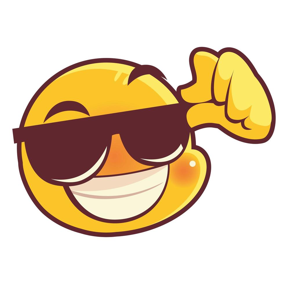 grappige emoji met een zonnebril, emoticon gezichtsuitdrukking sociale media vector