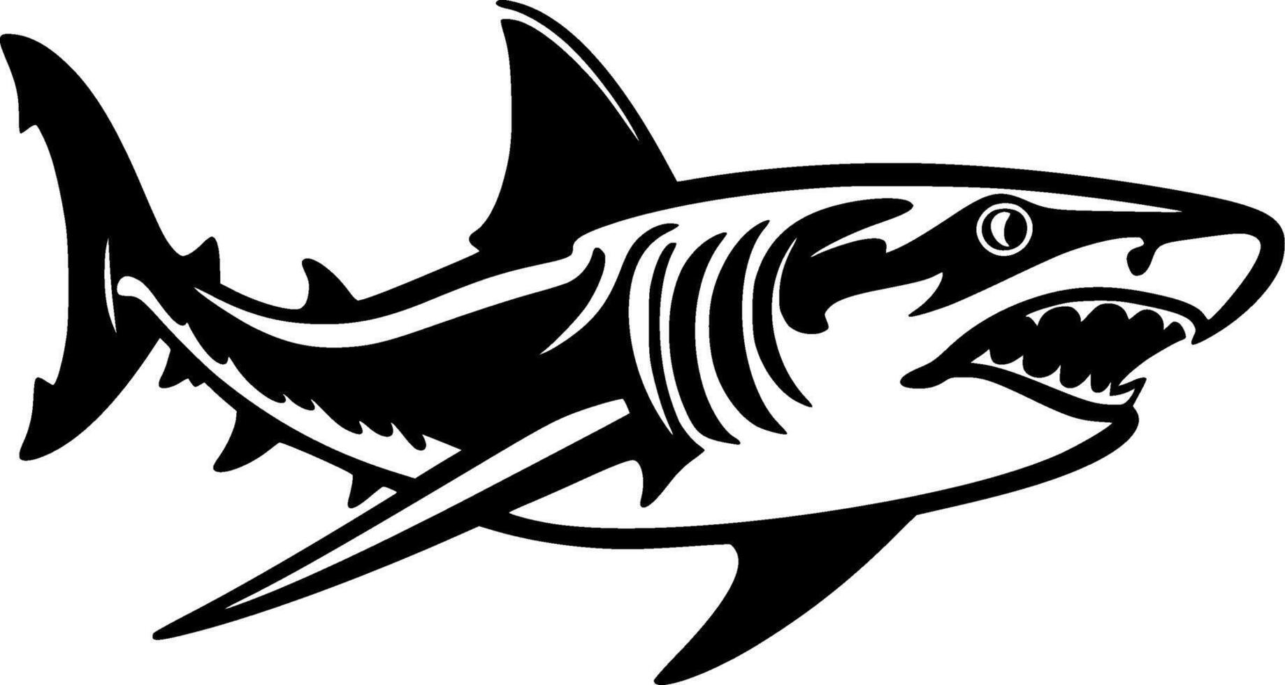 haai - zwart en wit geïsoleerd icoon - illustratie vector