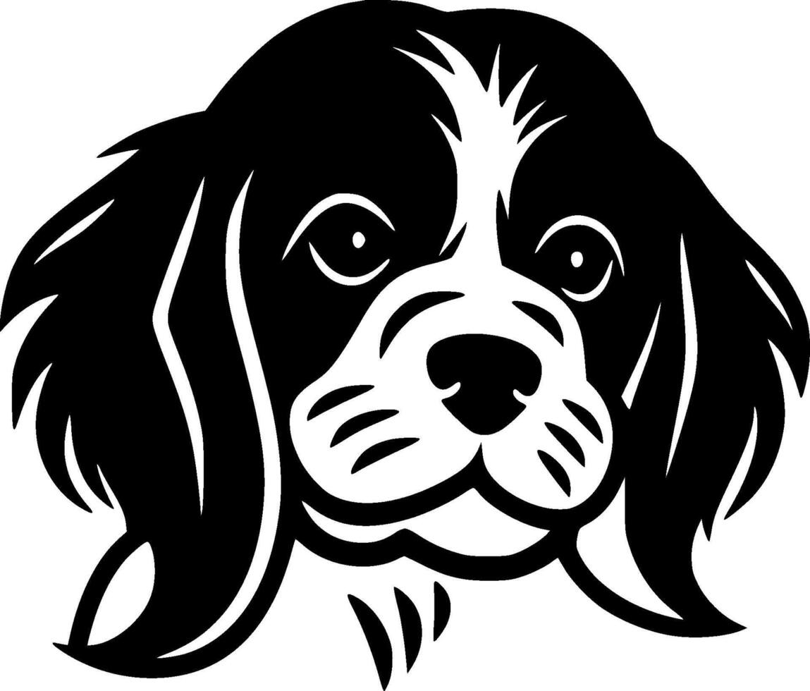 puppy - zwart en wit geïsoleerd icoon - illustratie vector