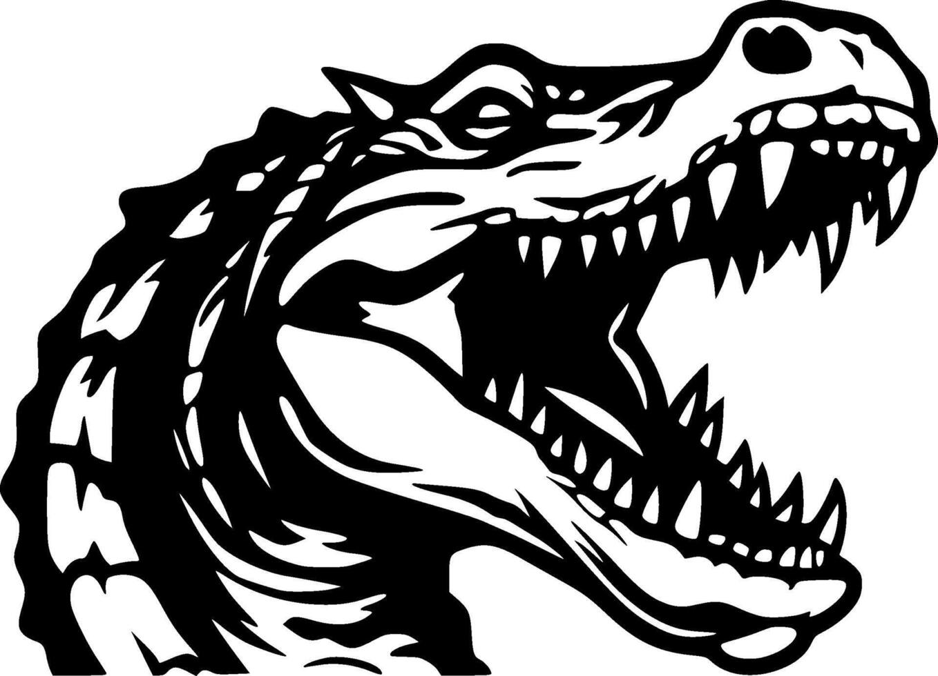 alligator - zwart en wit geïsoleerd icoon - illustratie vector