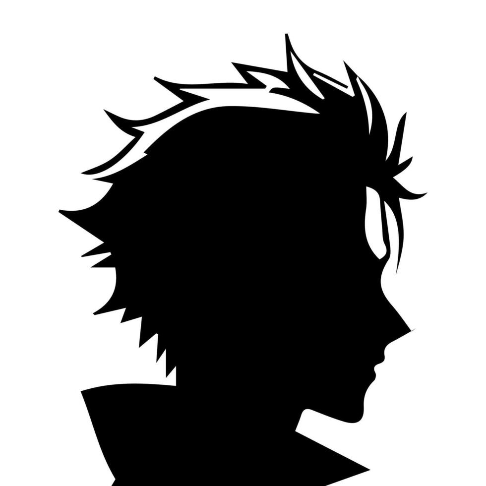 anime hoofd silhouet, Mens anime stijl vector