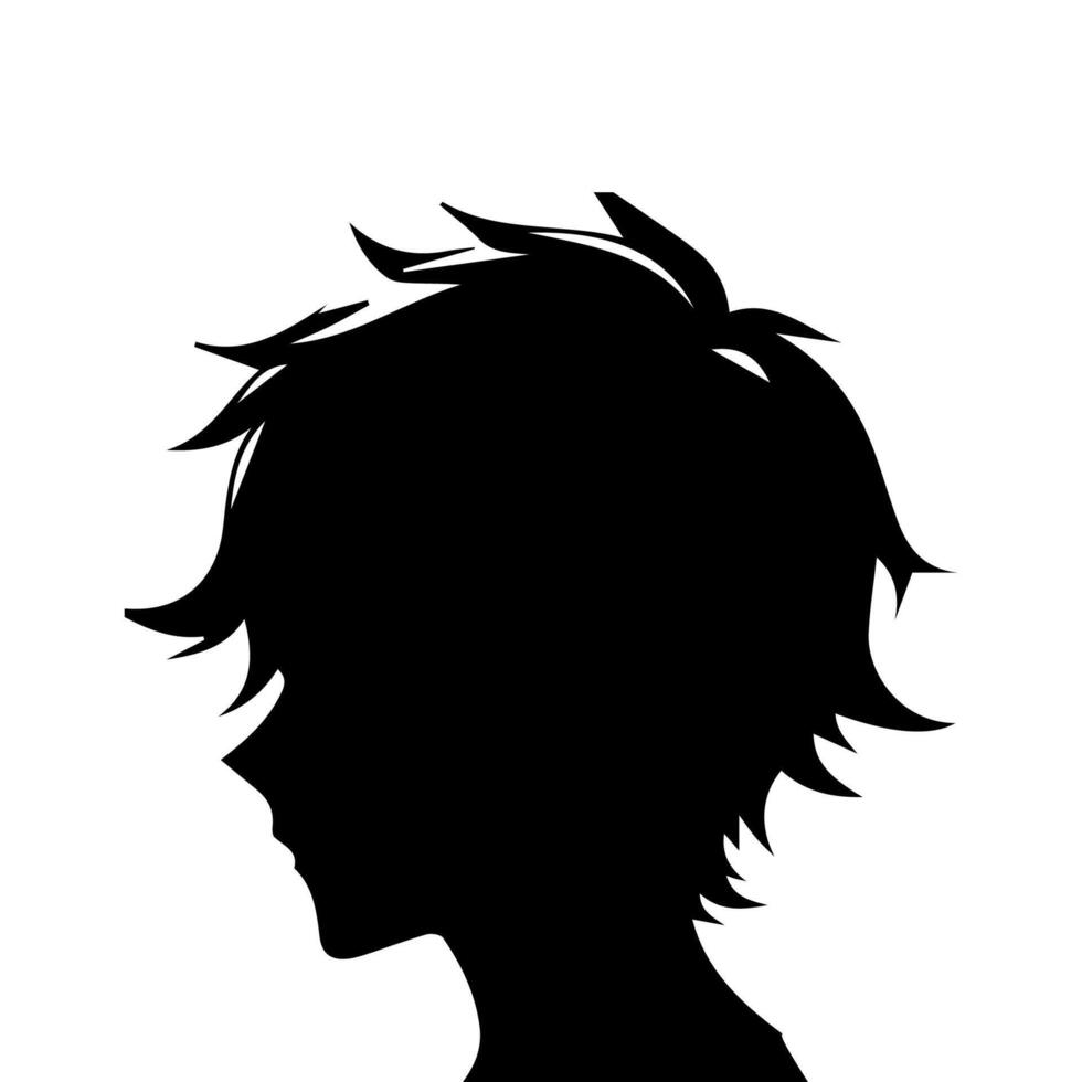 anime hoofd silhouet, Mens anime stijl vector