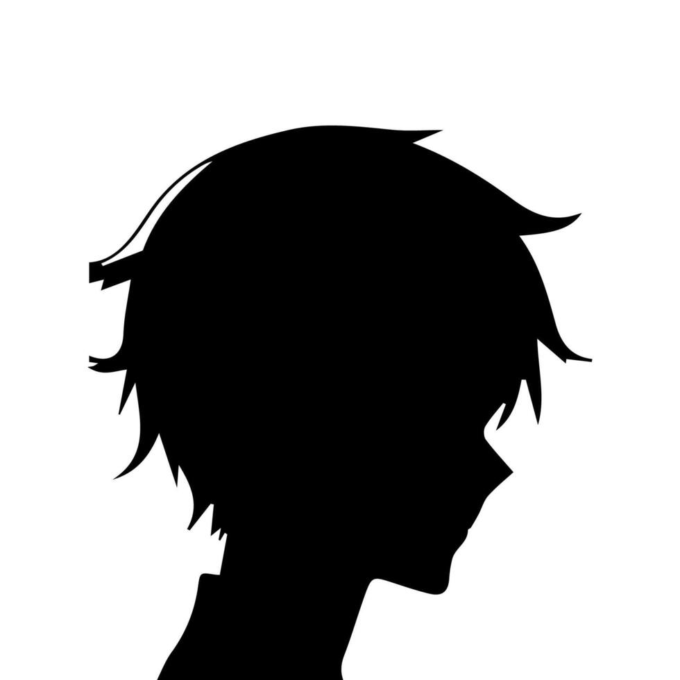 anime hoofd silhouet, Mens anime stijl vector