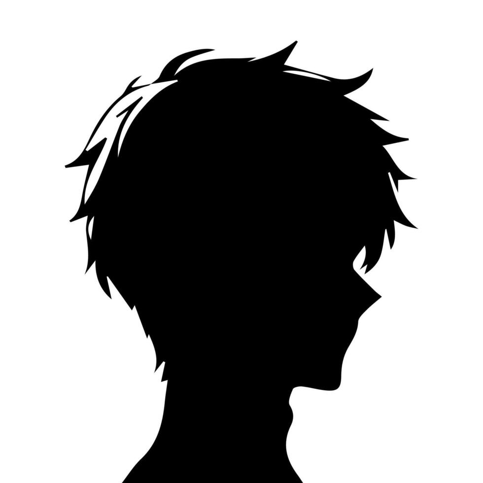 anime hoofd silhouet, Mens anime stijl vector