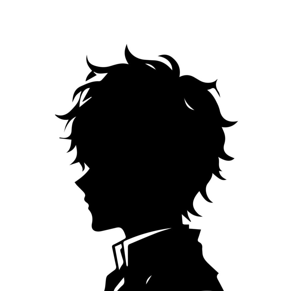 anime hoofd silhouet illustratie met de voorwerp van een koel jong Mens vector