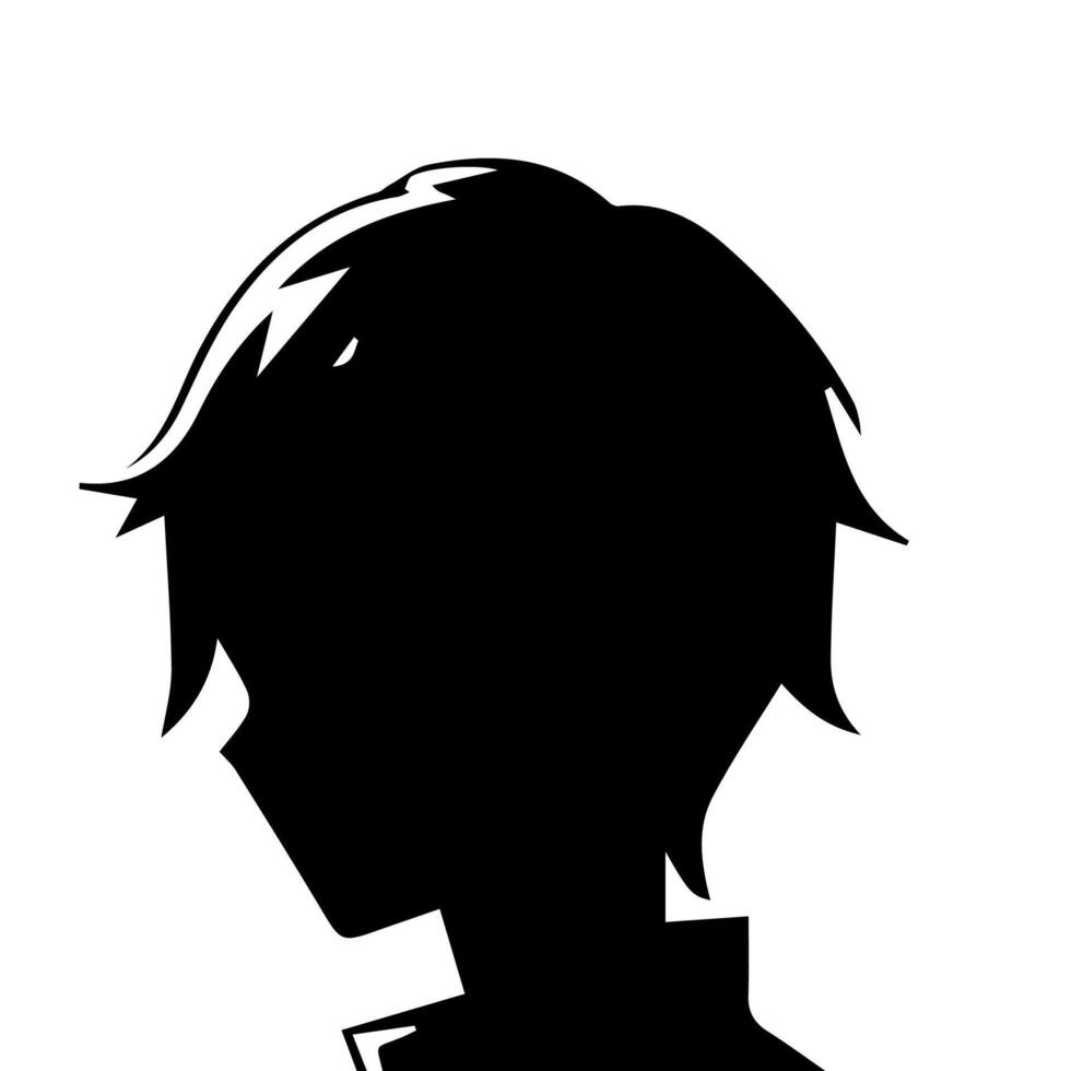 anime hoofd silhouet illustratie met de voorwerp van een koel jong Mens vector