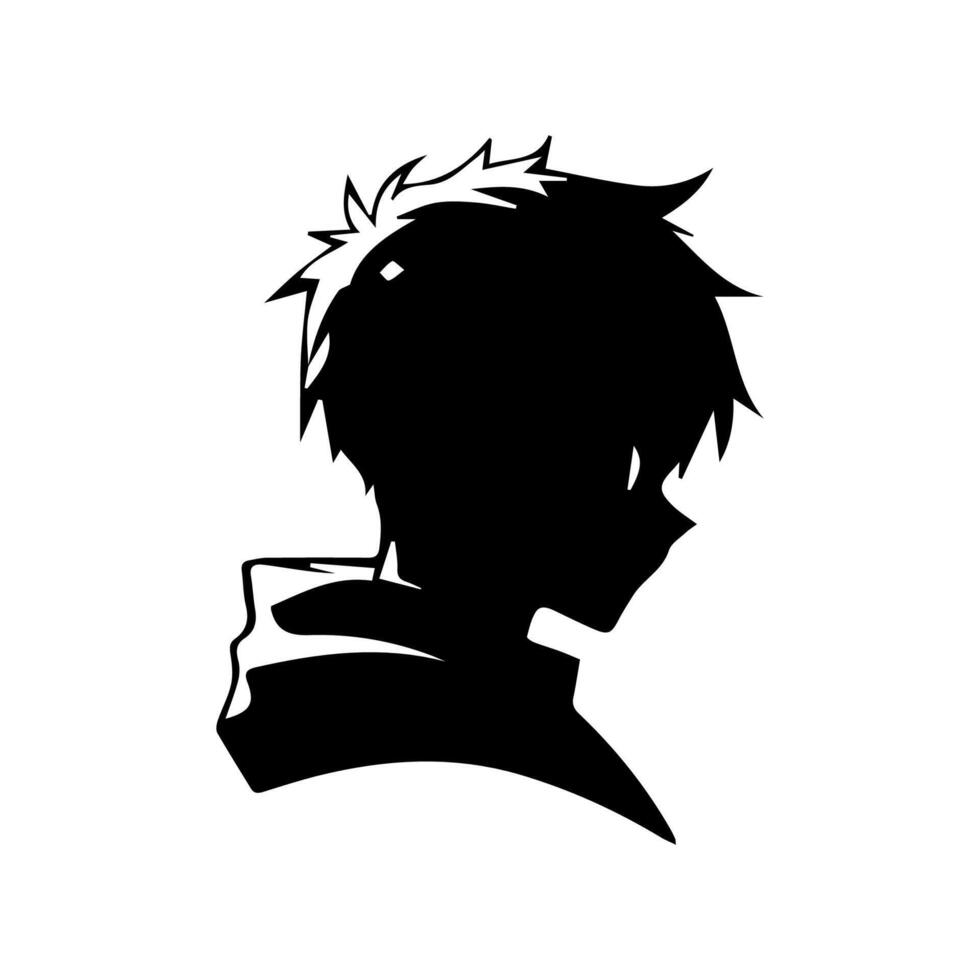 anime hoofd silhouet illustratie met de voorwerp van een koel jong Mens vector