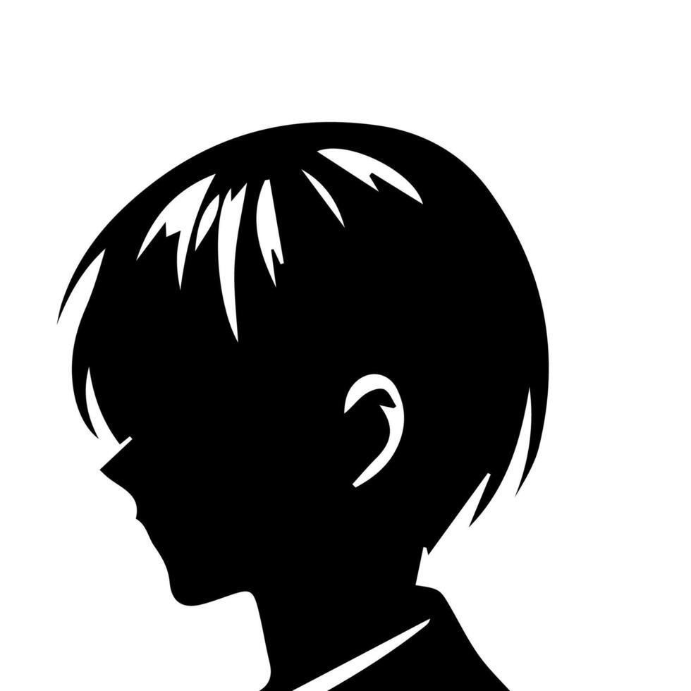 anime hoofd silhouet illustratie met de voorwerp van een koel jong Mens vector