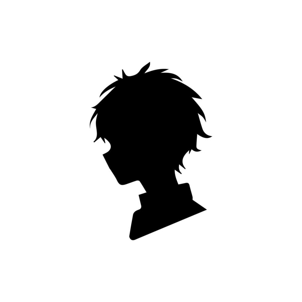 anime hoofd silhouet illustratie met de voorwerp van een koel jong Mens vector