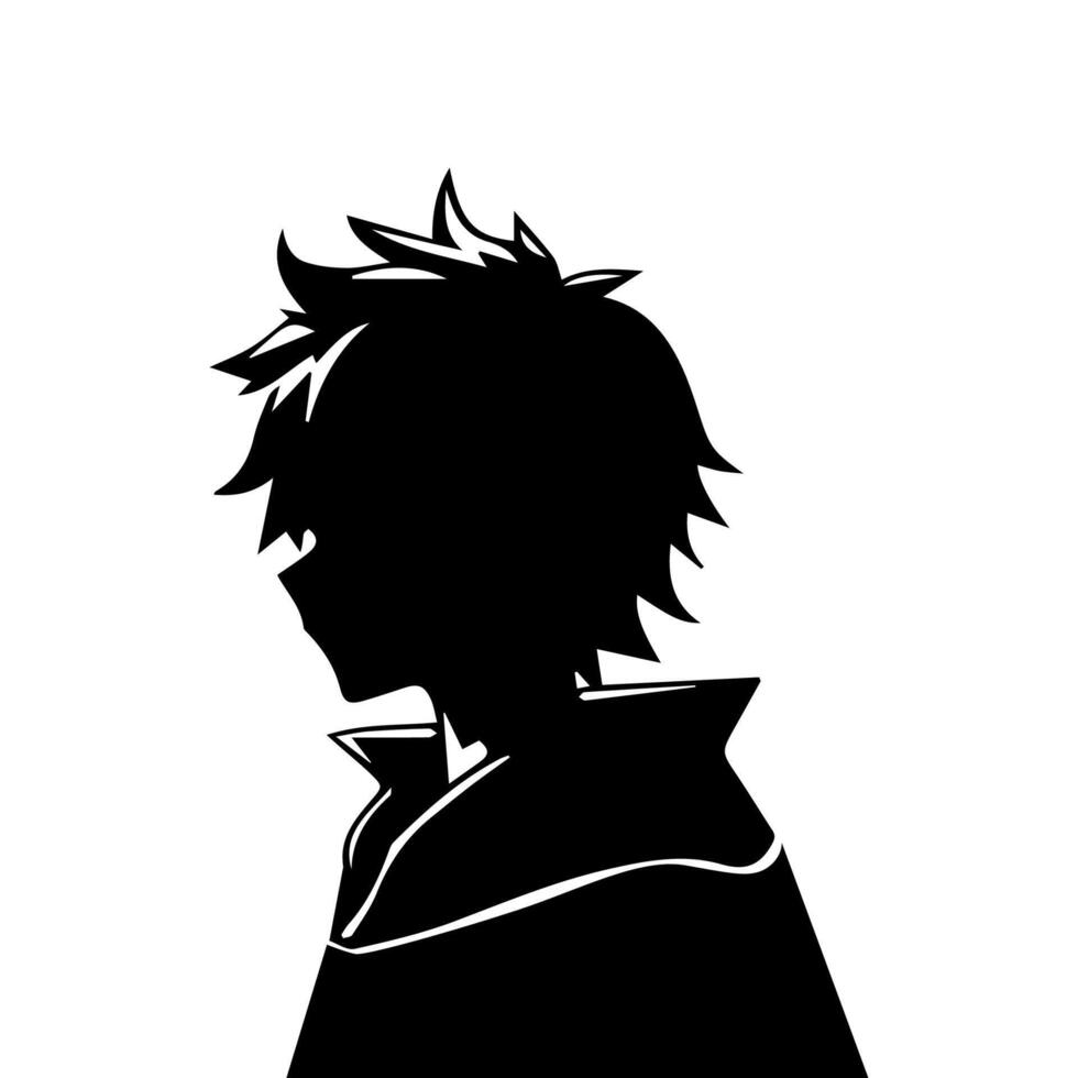 anime hoofd silhouet, Mens anime stijl vector