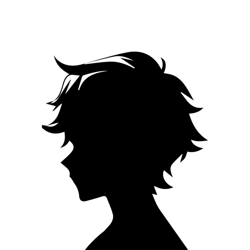 anime hoofd silhouet, Mens anime stijl vector