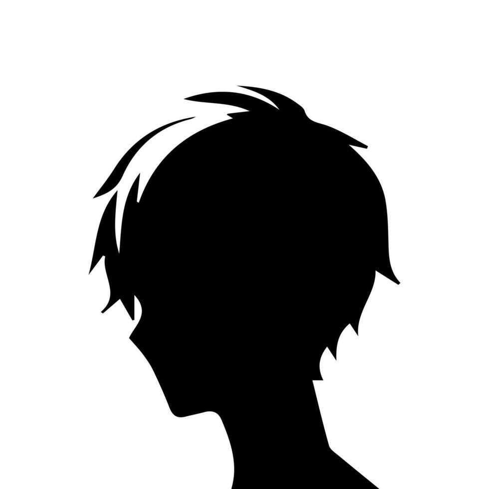 anime hoofd silhouet illustratie met de voorwerp van een koel jong Mens vector