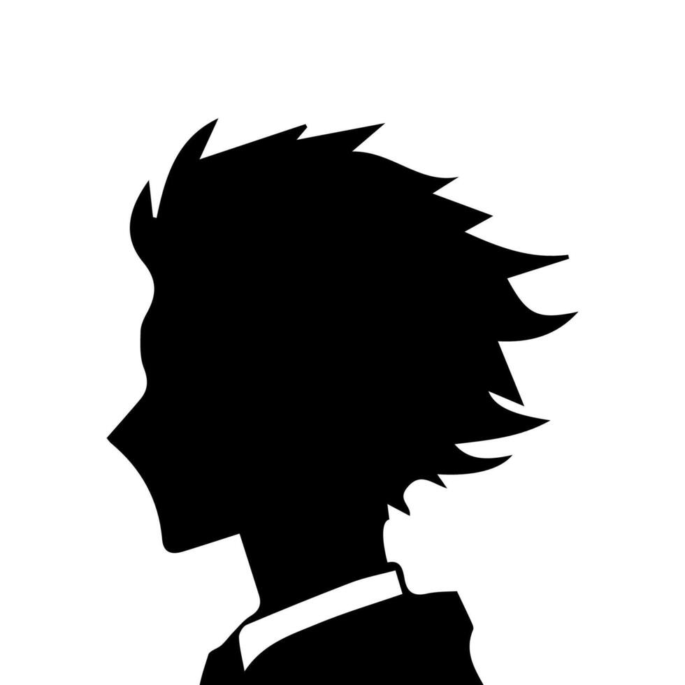 anime hoofd silhouet, Mens anime stijl vector