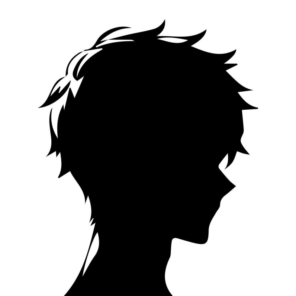 anime hoofd silhouet, Mens anime stijl vector