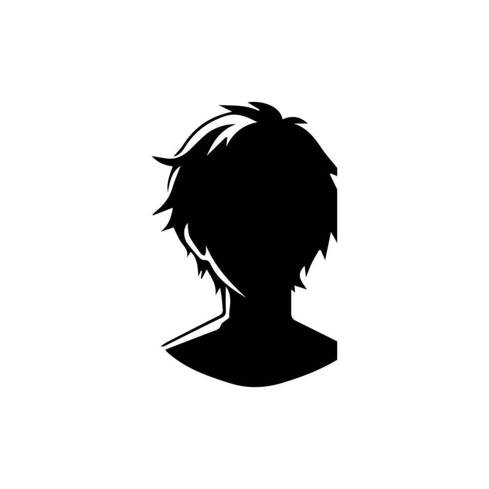 anime hoofd silhouet illustratie met de voorwerp van een koel jong Mens vector