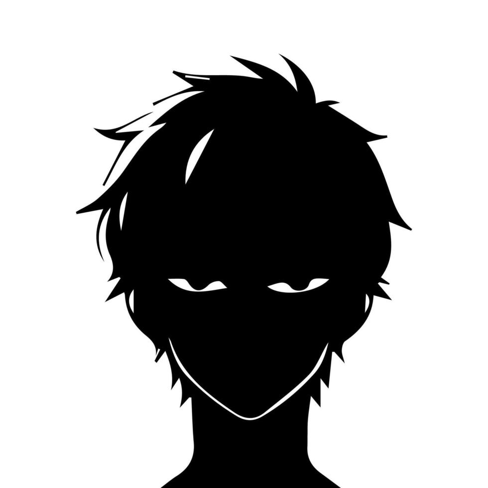 anime hoofd silhouet, Mens anime stijl vector