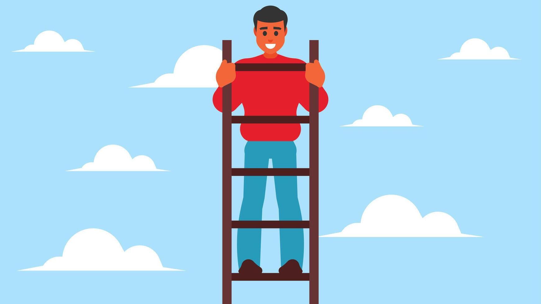 werknemer is beklimming een ladder van zijn carrière illustratie vector