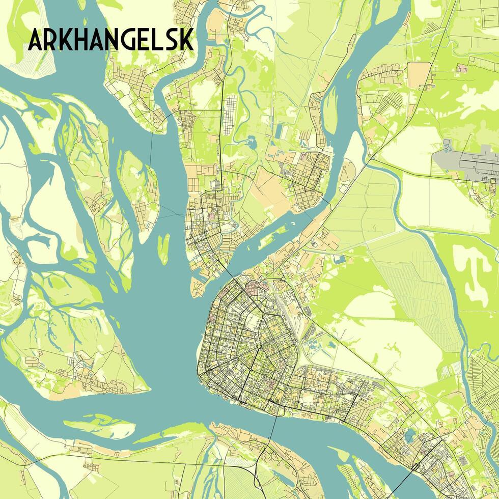 archangelsk Rusland kaart poster kunst vector