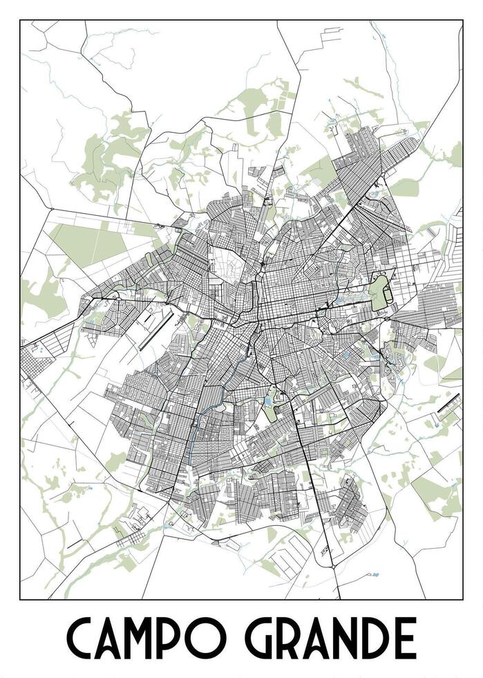 campo grande Brazilië kaart poster kunst vector