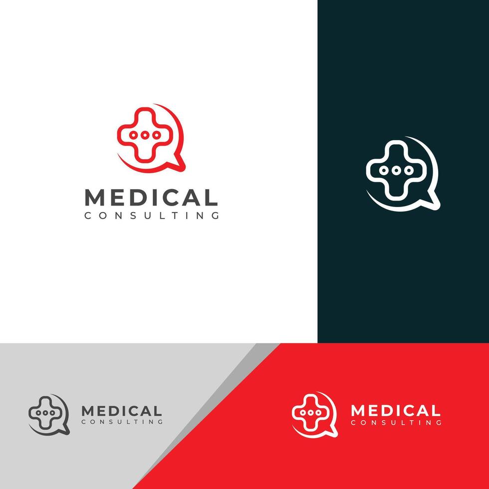 medisch overleg plegen logo ontwerp. dokter babbelen overleg plegen praten logo. vector