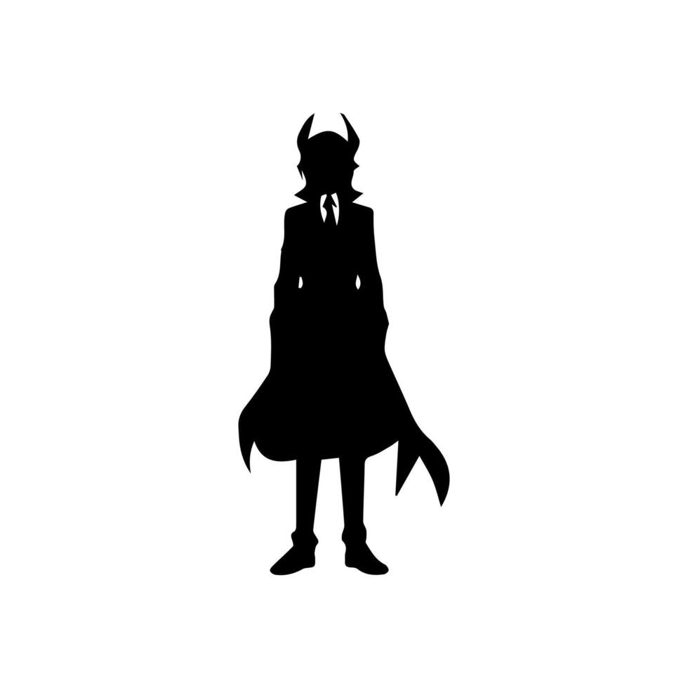 illustratie van jongen profiel anime stijl, zwart silhouet geïsoleerd Aan wit achtergrond vector