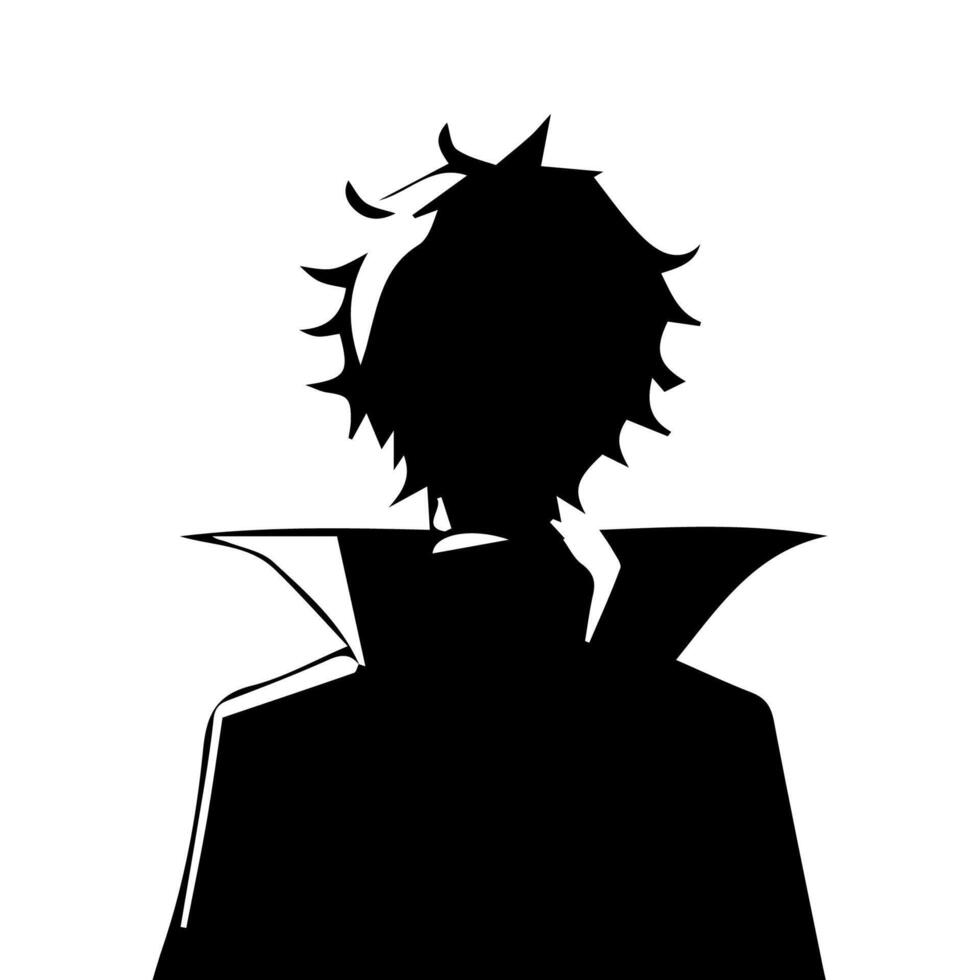 illustratie van jongen profiel anime stijl, zwart silhouet geïsoleerd Aan wit achtergrond vector