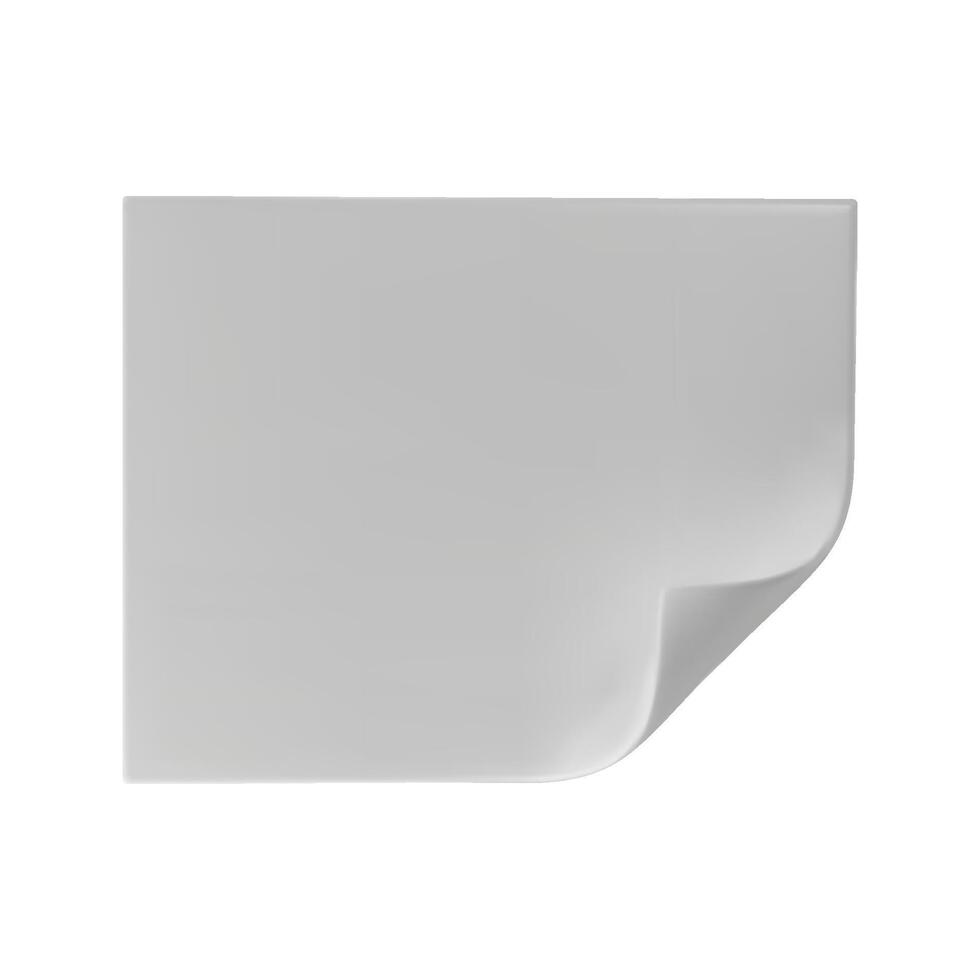 3d horizontaal vel van wit papier met een gevouwen hoek icoon. blanco perfect Sjablonen van een prijs labels. leeg bespotten omhoog voor memo's. wit vel van papier geïsoleerd Aan wit achtergrond. vector