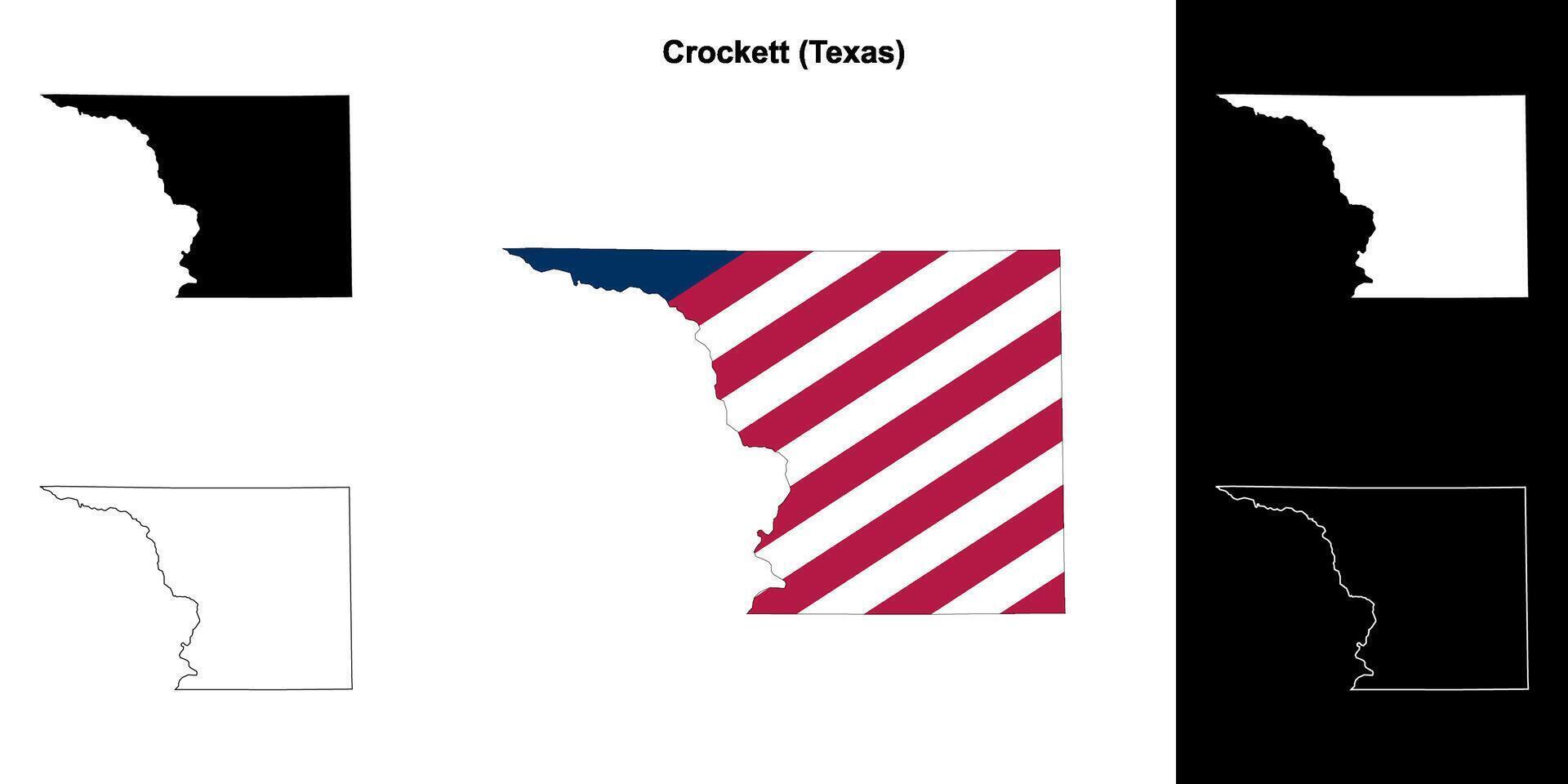 Crockett district, Texas schets kaart reeks vector