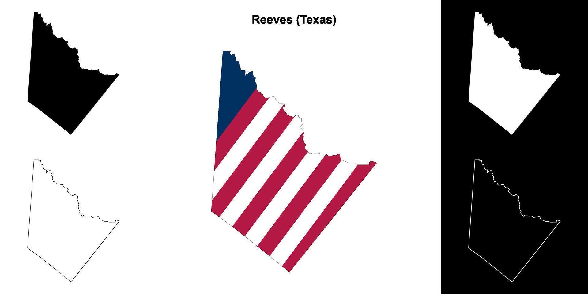 reeves district, Texas schets kaart reeks vector