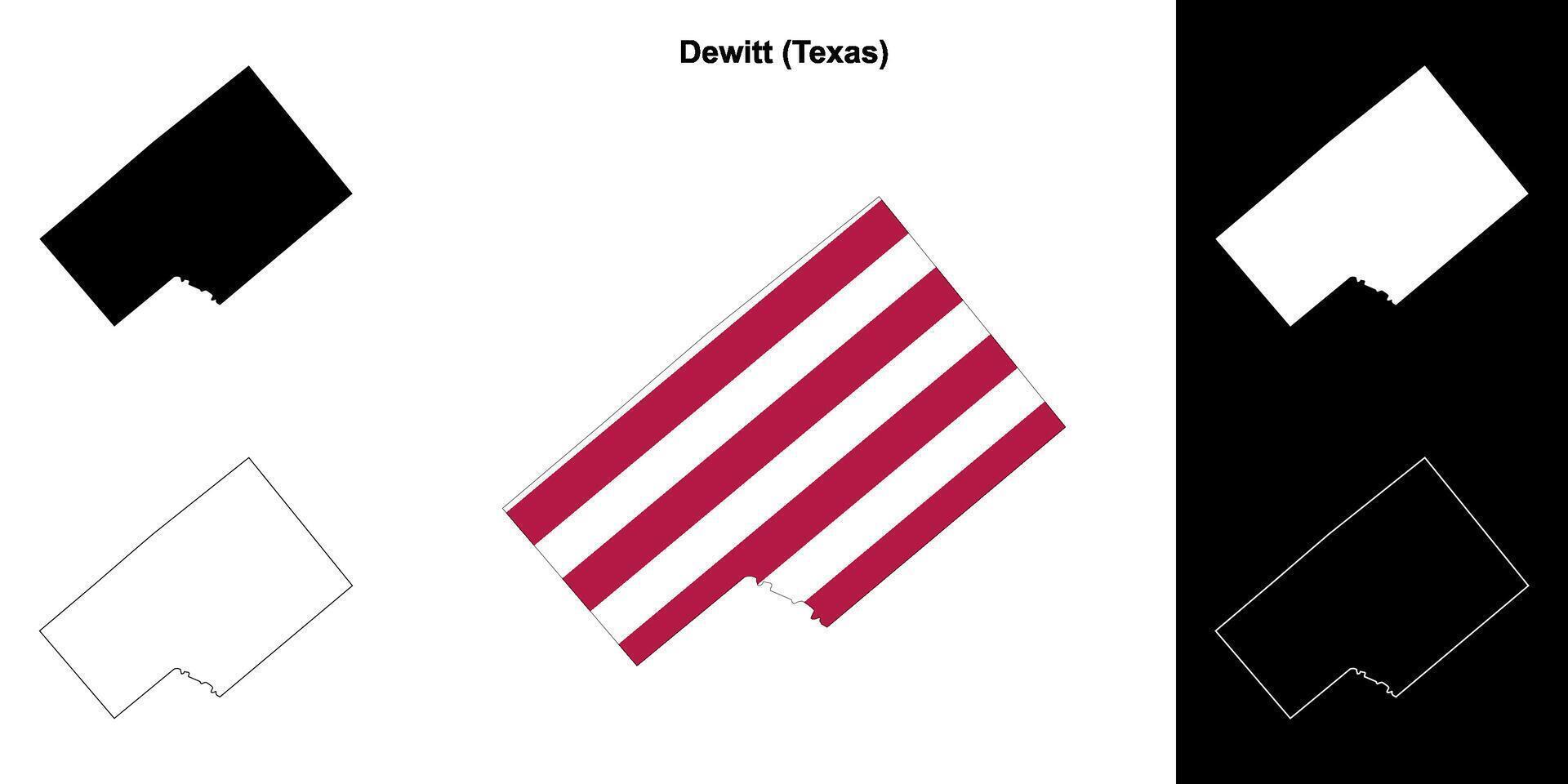 dewitt district, Texas schets kaart reeks vector