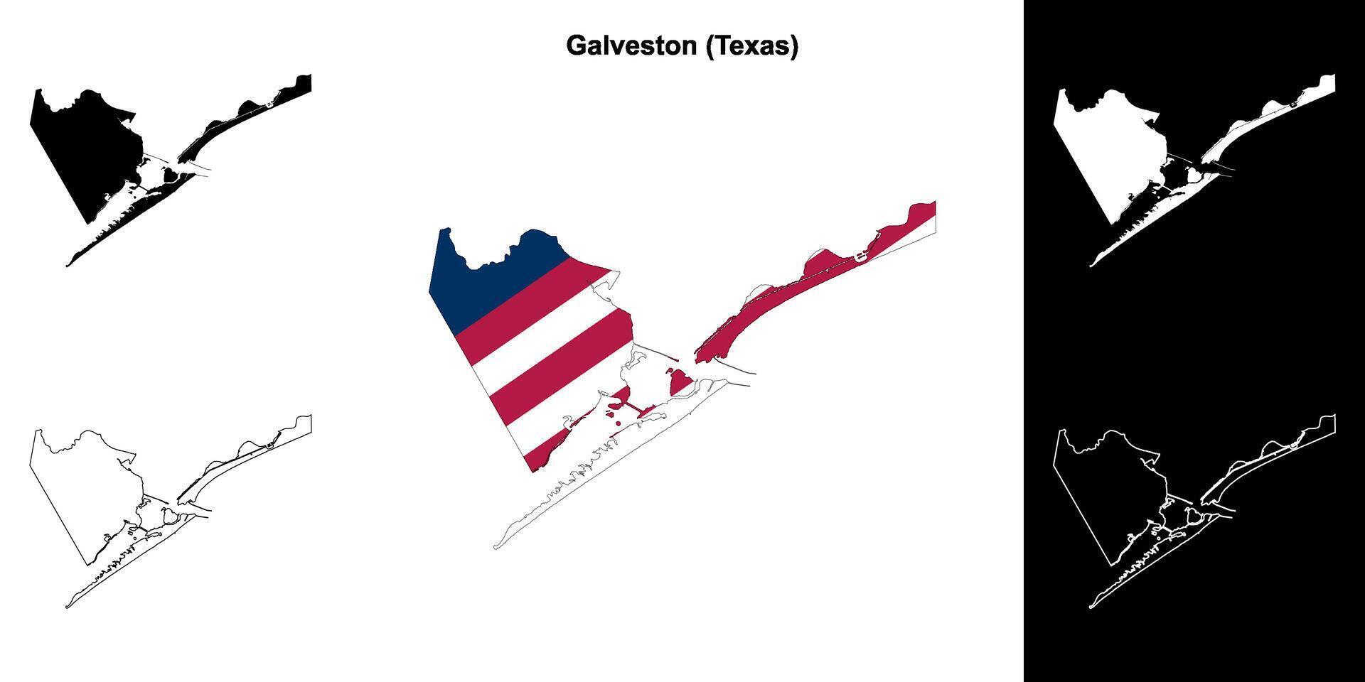 galveston district, Texas schets kaart reeks vector