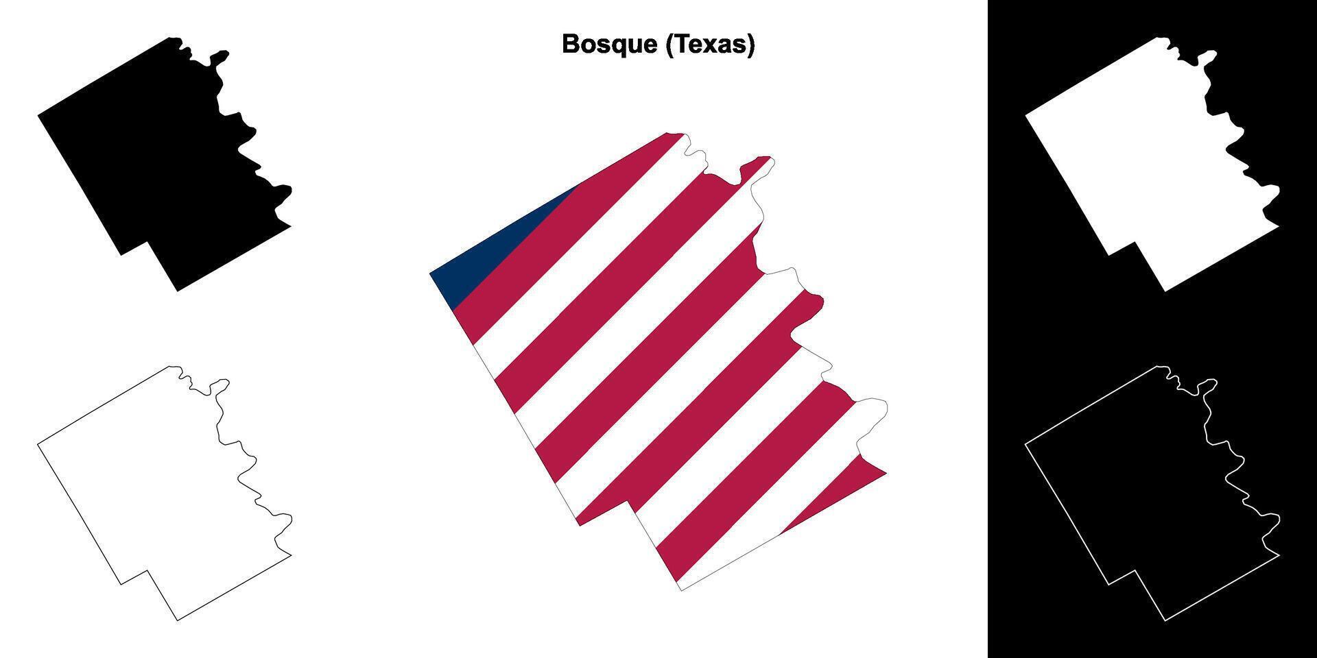 bosque district, Texas schets kaart reeks vector