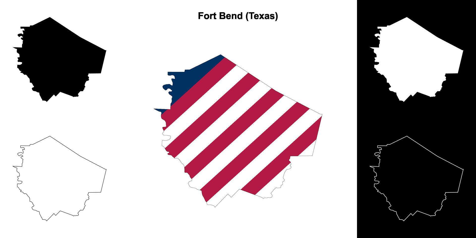 fort buigen district, Texas schets kaart reeks vector