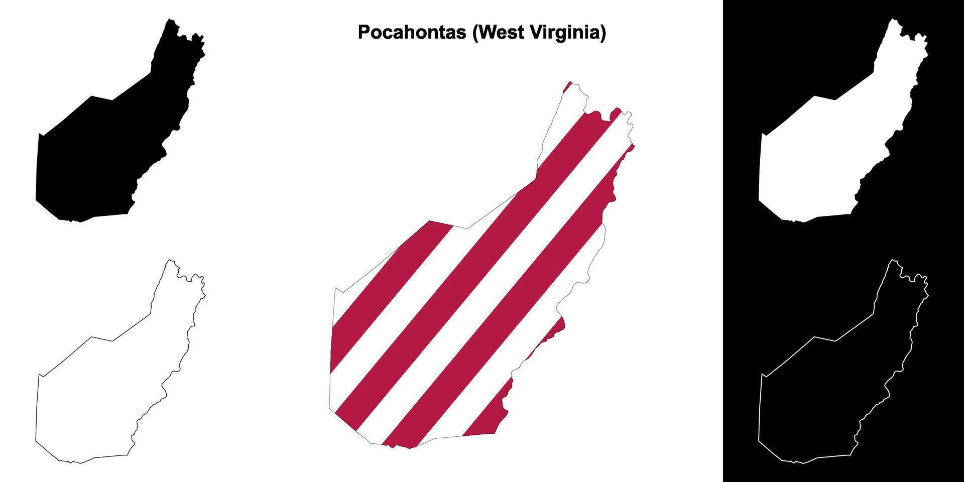 pocahontas district, west Virginia schets kaart reeks vector
