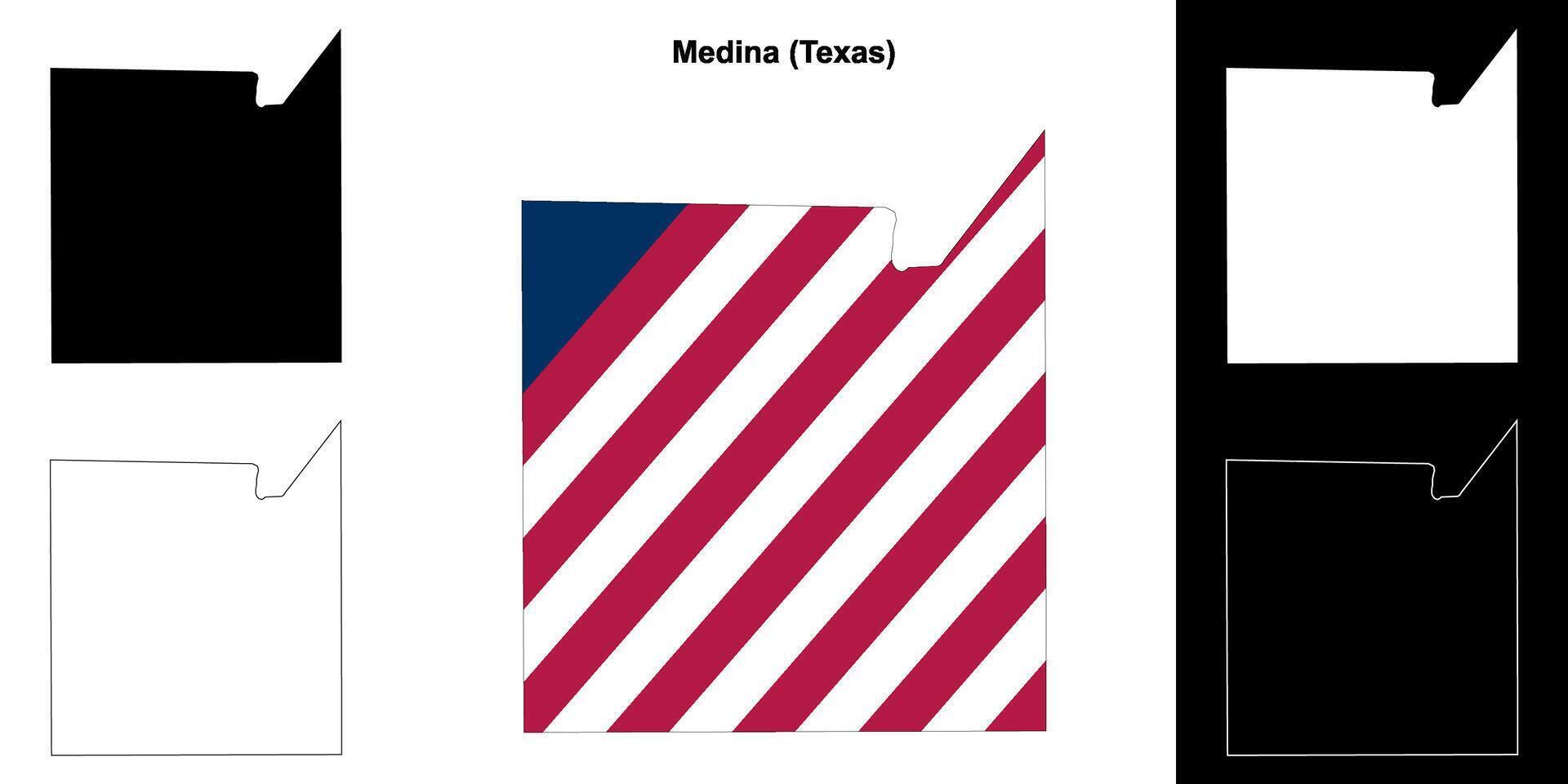 medina district, Texas schets kaart reeks vector