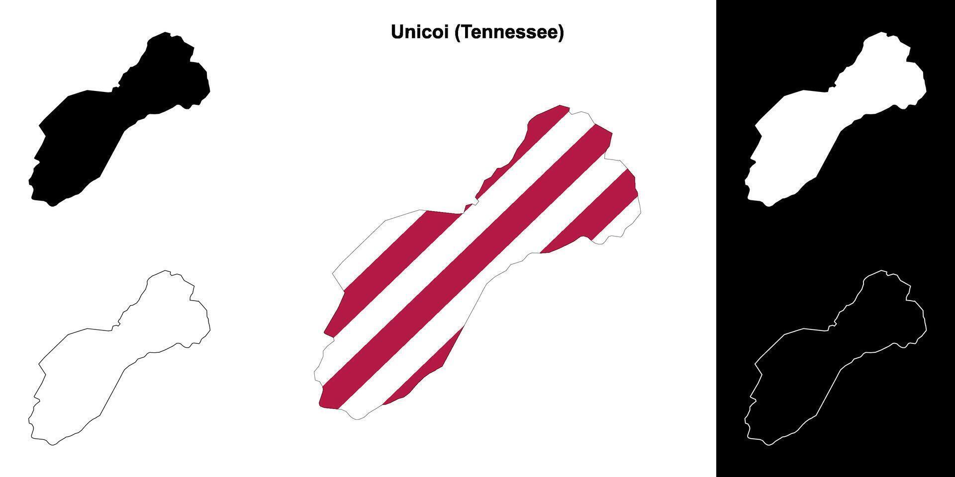 unicoi district, Tennessee schets kaart reeks vector