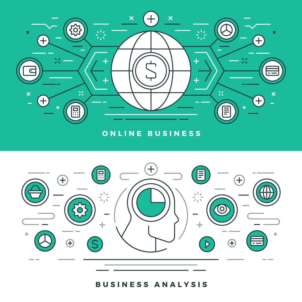 vlak lijn online bedrijf analyse concept illustratie. vector